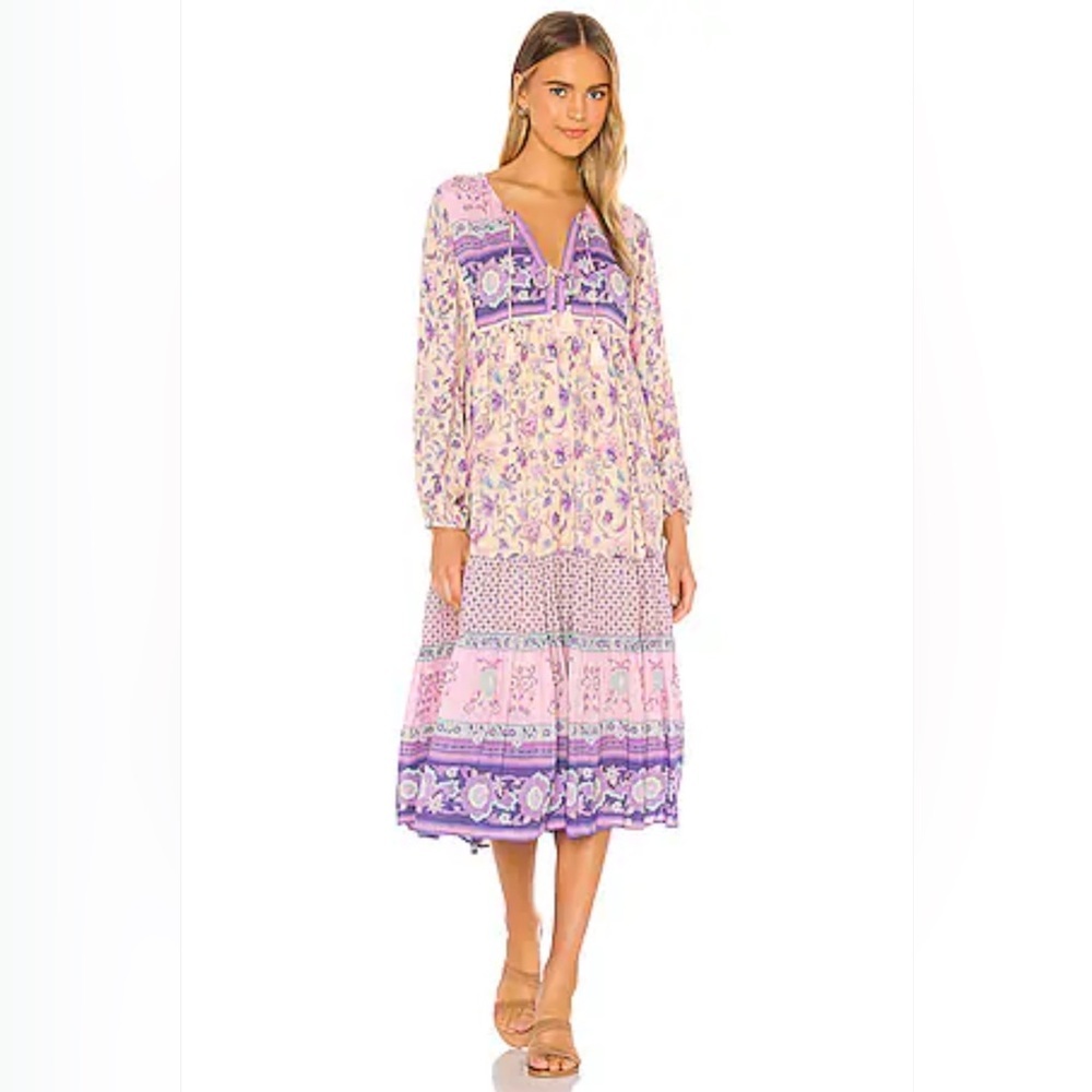 SPELL & THE GYPSY PORTOBELLO ROAD BOHO DRESS GOWN LAVENDER LINED FLORAL SIZE S